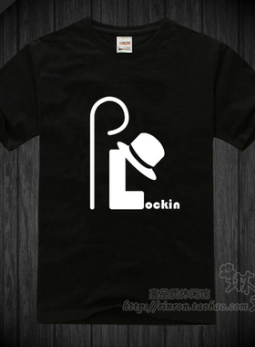 街舞t恤  locking 纯棉 团队表演服 圆领短袖黑色男士宽松有大码