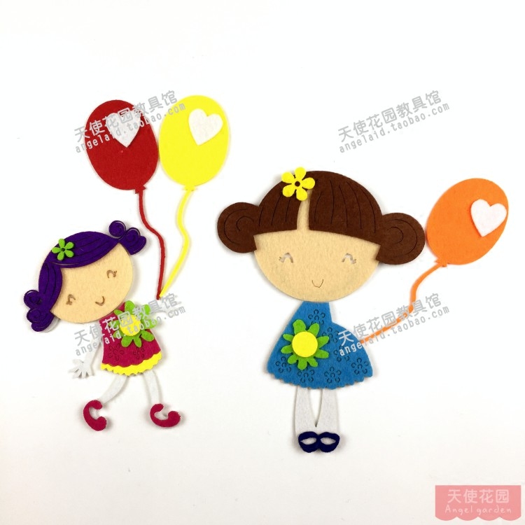 幼儿园教室墙面学校环境布置装饰贴画材料用品无纺布女孩彩色气球图片