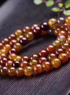 天然玛瑙多圈手串龙纹石