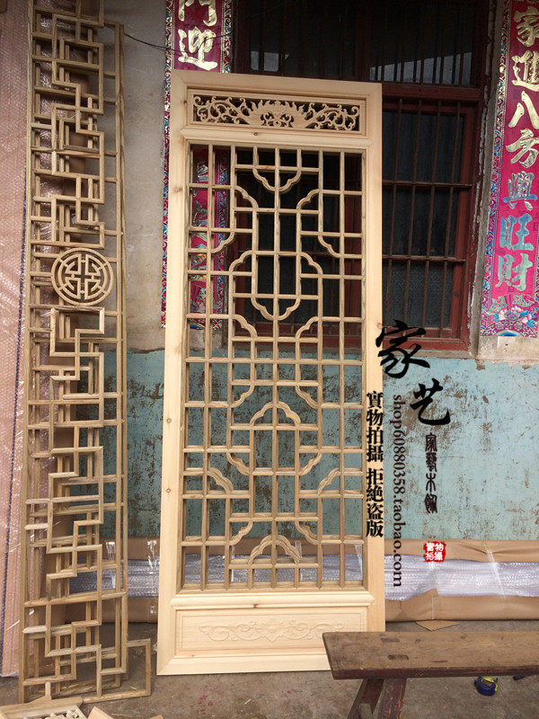 东阳木雕中式入户客厅屏风隔断玄关仿古门窗实木花格背景墙可定做