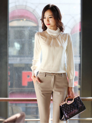 秋冬加绒蕾丝长袖打底衫t恤上衣