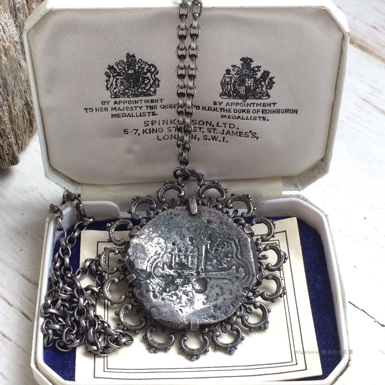 古董银币海盗王证书吊坠