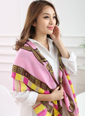 字母 韩国秋冬女款大方巾 保暖围巾披肩两用超长女纱巾