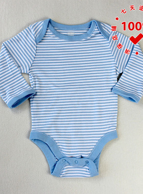 正品OLD NAVY美国老海军蓝色条纹婴儿哈衣三角爬服纯棉新生儿宝宝