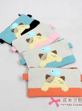 ESQ专柜猫咪纯棉iPhone6*三星手机包*化妆包*笔袋 70480