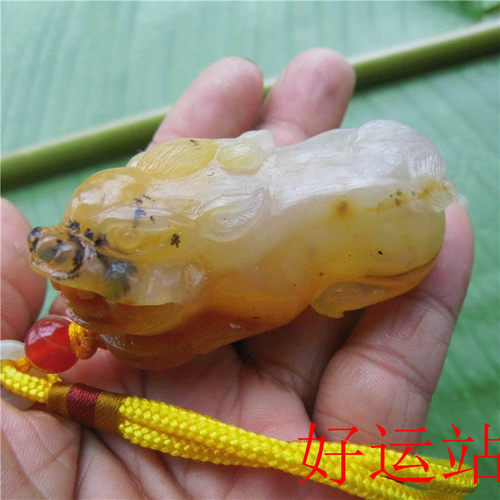 包邮水草黄龙玉貔貅手把件宝石风水摆件玉石手玩件玉佩有瑕疵