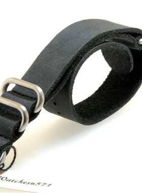 20mm 22mm 24mm NATO Zulu 拉砂钢扣款 北约疯马真皮表带  黑色