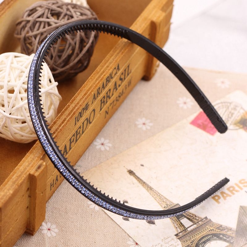 韩版发卡发箍带齿简约水钻黑色