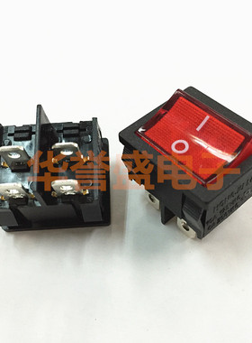 台湾产进口船型开关 MR-4-210-C5L-BR 红色带灯4脚2档 双组 翘板