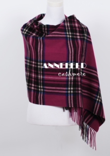 日单新款 高档澳洲精细纯羊毛格子大围巾披肩两用 红格