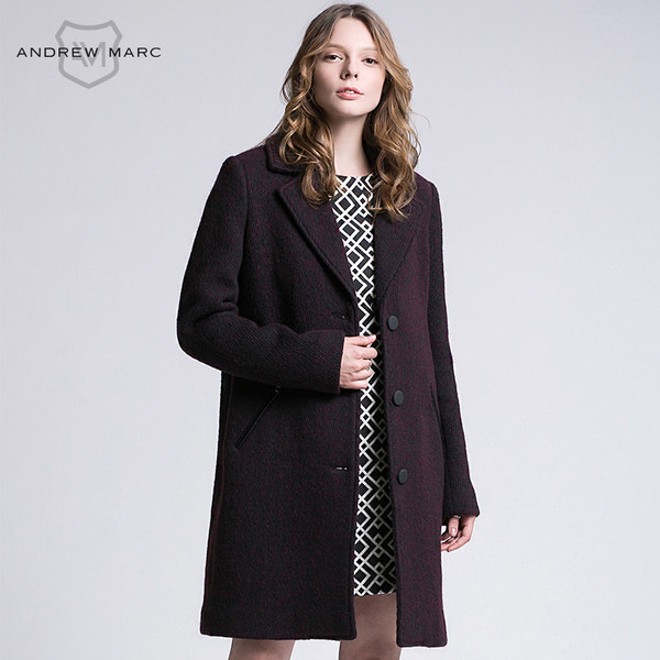 Andrew Marc 安德鲁·马克 修身中长款 女式呢大衣 天猫优惠券折后￥299包邮（￥699-400）