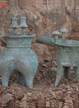 圆形创意摆件道具仿古青铜器