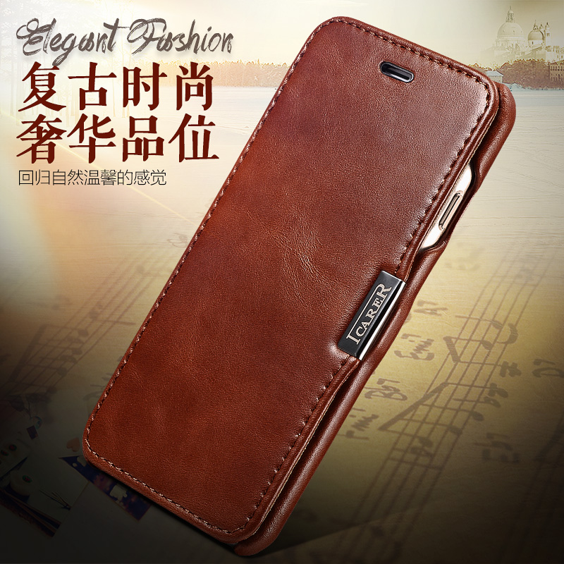 iCarer Vintage Series Side Open Handmade Genuine Cowhide Leather Case Cover for Apple iPhone 6S Plus/6 Plus & iPhone 6S/6