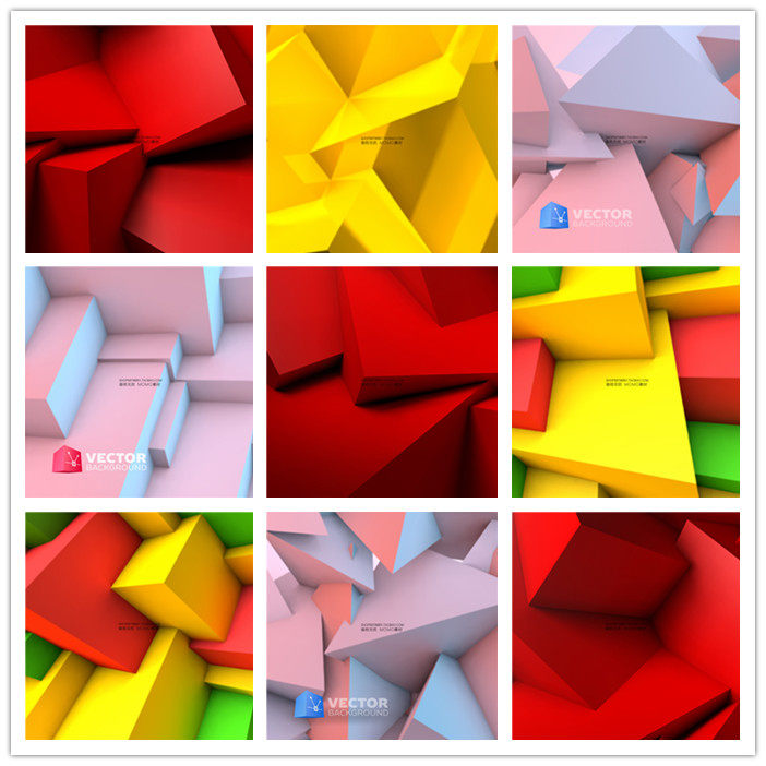 A0003矢量立体几何体彩色抽象背景图 AI设计素材
