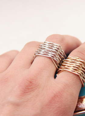 欧美朋克风饰品多层弹簧女士戒指