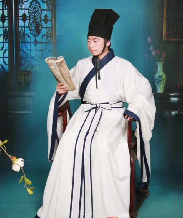汉服唐装古装服装民族男士男式装白色国学班特价朱子深衣孔子服装
