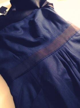 美国 Club Monaco Raven Dress藏蓝色羊毛花苞裙 美码4号上海现货