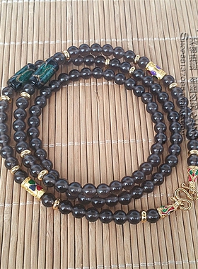 天然冰种黑曜石金色泰国佛牌挂链