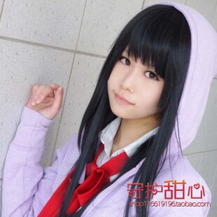 甜心家包邮60cm黑长直阎魔爱秋山澪 桔梗/八重雪cosplay假发特价