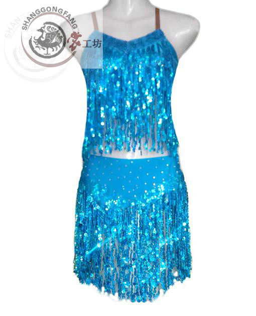 新款拉丁舞服 少儿儿童拉丁舞比赛服演出服亮片流苏女LD-183