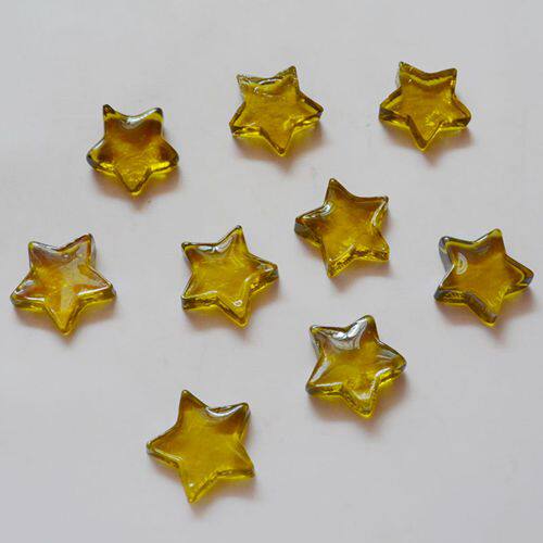 暗黄色玻璃珠小五角星 墙贴玻璃石 鱼缸 水族箱家居装饰5元15个