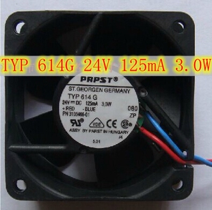 125MA 3.0W 25MM 614G 轴流风扇 24VDC 德国PAPST TYP 原装