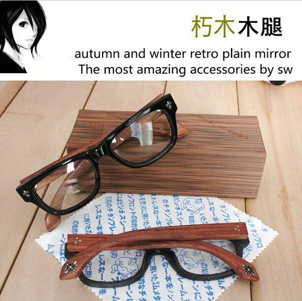 日本复古潮男女款近视眼镜架平光镜余文乐木质韩国近视黑框眼镜框