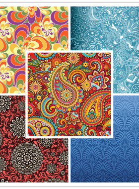 A1253矢量异域民族风格花纹四方连续背景佩斯利纹样 AI设计素材