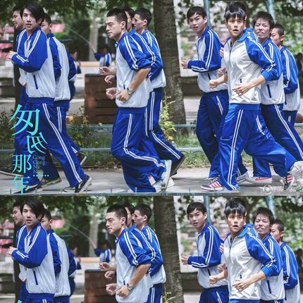 匆匆那年蓝校服大学生初中高中生运动服蓝白套装电影拍摄老式校服