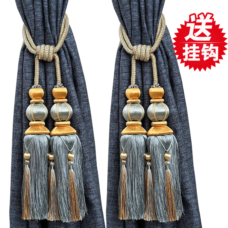 双球窗帘扣绑带挂球系带扎带一对捆绑绳子吊球流苏欧式花饰品可爱