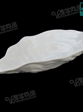 嘉宝密胺餐具酒店仿瓷盘子12寸生蚝盘纯白特色菜碗海鲜盘B537