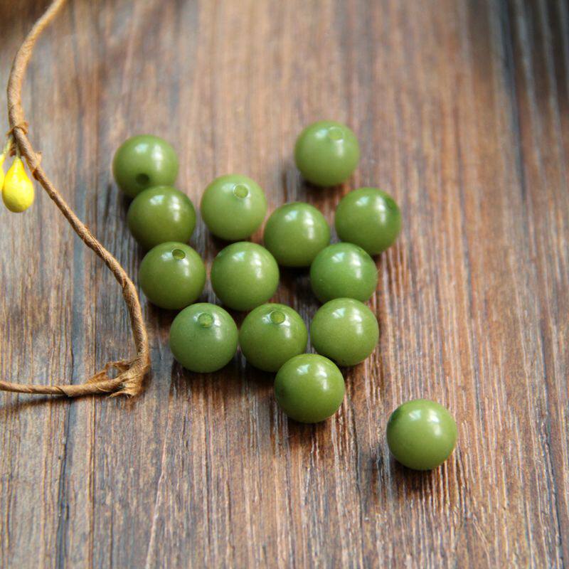 绿色菩提根圆珠散珠diy手工配饰隔珠佛珠手链白菩提上色