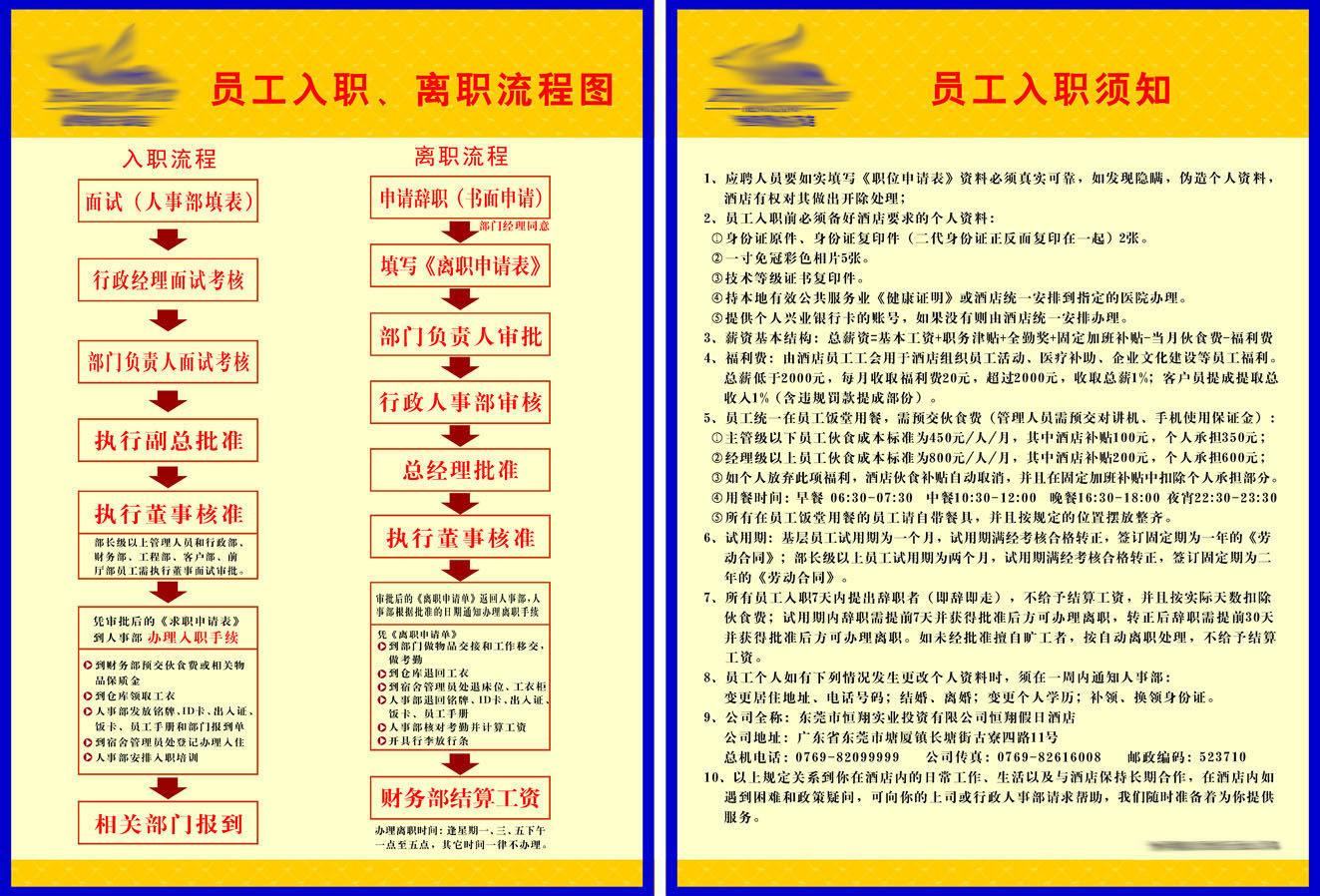 607办公装饰海报展板素材833酒店员工入职离职流程