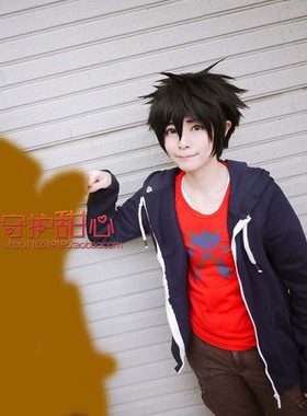 包邮Big Hero 6 超能陆战队 Hiro 小宏 cosplay假发黑色反翘