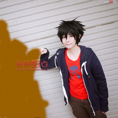 包邮Big Hero 6 超能陆战队 Hiro 小宏 cosplay假发黑色反翘