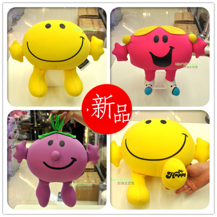 Mr&Miss Happy开心笑脸先生小姐 泡沫粒子软体公仔抱枕头靠腰垫