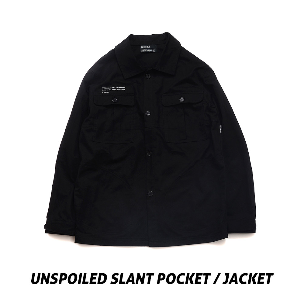 unspoiled 2015 f/w 黑色两袋插袋 军事工装夹克 字母印花