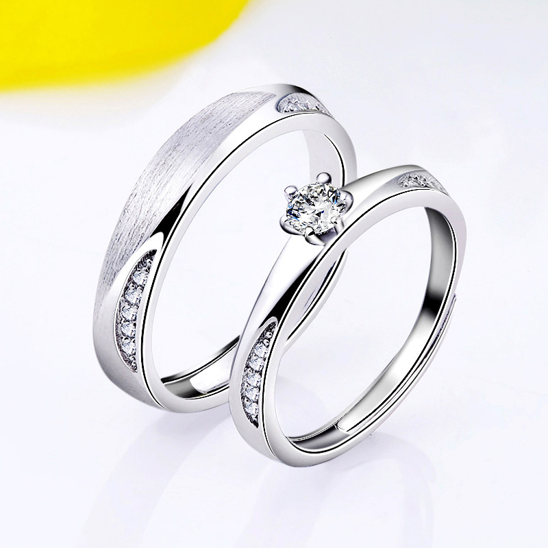 沁缘情定今生 925银对戒 韩版创意活口婚戒 刻字情人节礼物