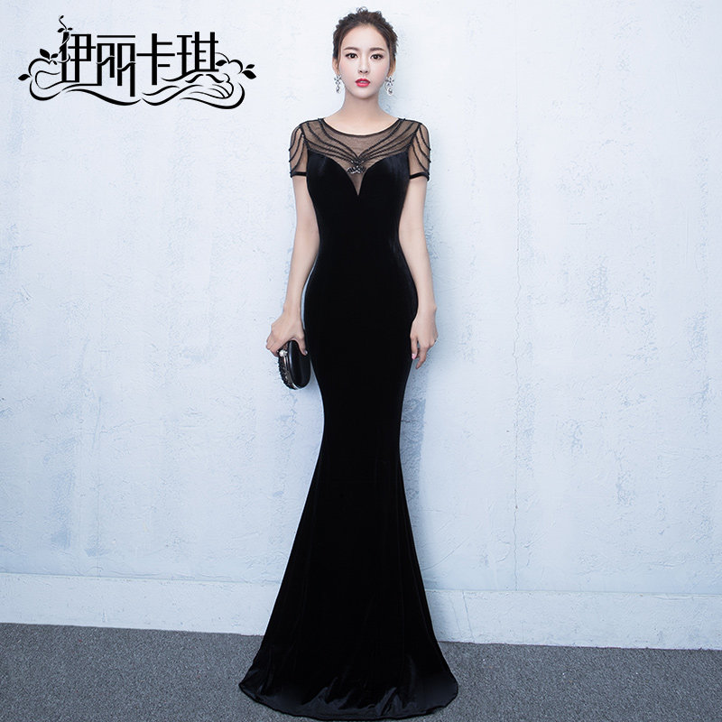 Banquet evening dress 2019 new pattern Noble have more cash than can be accounted for fish tail full dress Self cultivation Host Dress skirt black Show thinin the Women's clothing/Boutique , Wedding/Cheongsam/Formal dress , Formal dress/Evening  category - from Buy2taobao.com to provide professional Taobao agent buy service