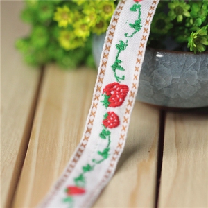 草莓花纹纯棉民族花边diy服装辅料窗边布料缝纫装饰织带宽1.6CM
