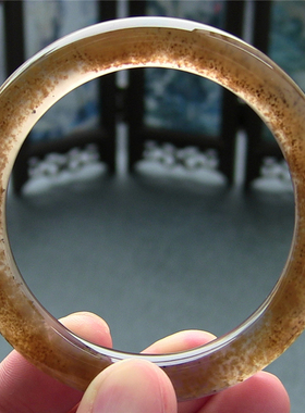 天然巴西复古风圆条俏色玛瑙手镯