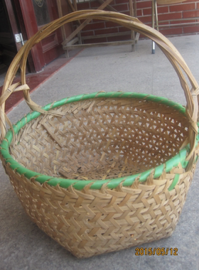 大号农家手工竹篮竹编篮 鸡蛋篮 手提摘菜提菜菜篮提篮 包邮