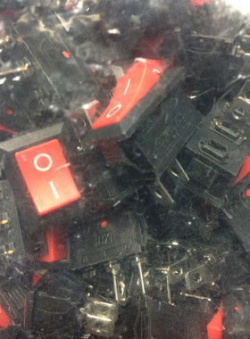 红色船型开关KCD3-101N KCD2 3脚2档带灯 翘板开关16A/250V 10个