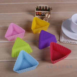 烤箱用的绿色环保7cm三角形迷你烘烤小蛋糕食品级硅胶模具马芬杯