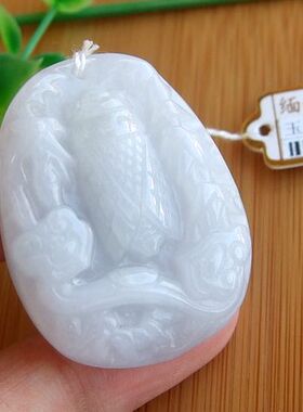 94700缅甸玉 实拍图 天然A货翡翠玉金蝉知了如意节节高吊坠送证书