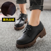 2015 fall New England vintage platform shoes women shoes chunky heels platform shoes with round head student shoes