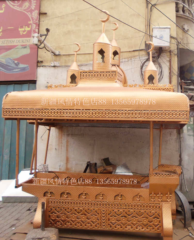 2米5定做烤肉槽 一帽烤肉槽 新疆烤肉炉 新疆特色烤肉槽 花纹随机