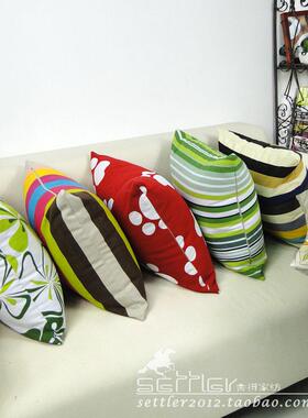 特价清仓汽车环保印花田园沙发抱枕靠垫套靠枕套不含芯全棉帆布