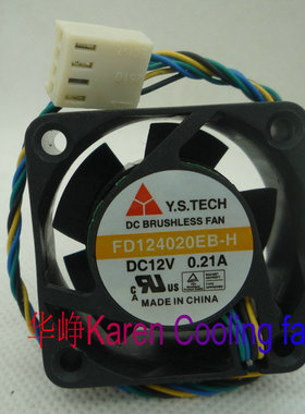 原装元山4020 12V 0.21A FD124020EB-H 4CM 4线双滚珠风扇HZDO