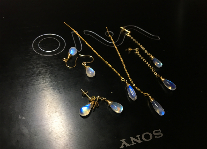 ÀæÐζú»·~ÌìÈ»²£Á§ÌåÔ¹âʯÀæÐÎË®µÎ¶ú¹³14k°ü½ð¶úÏß925´¿Òø¶ú¶¤